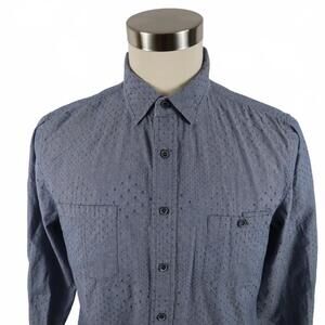 Smash Mens Button Down Denim Blue Dotted Dress Shirt Large Vintage